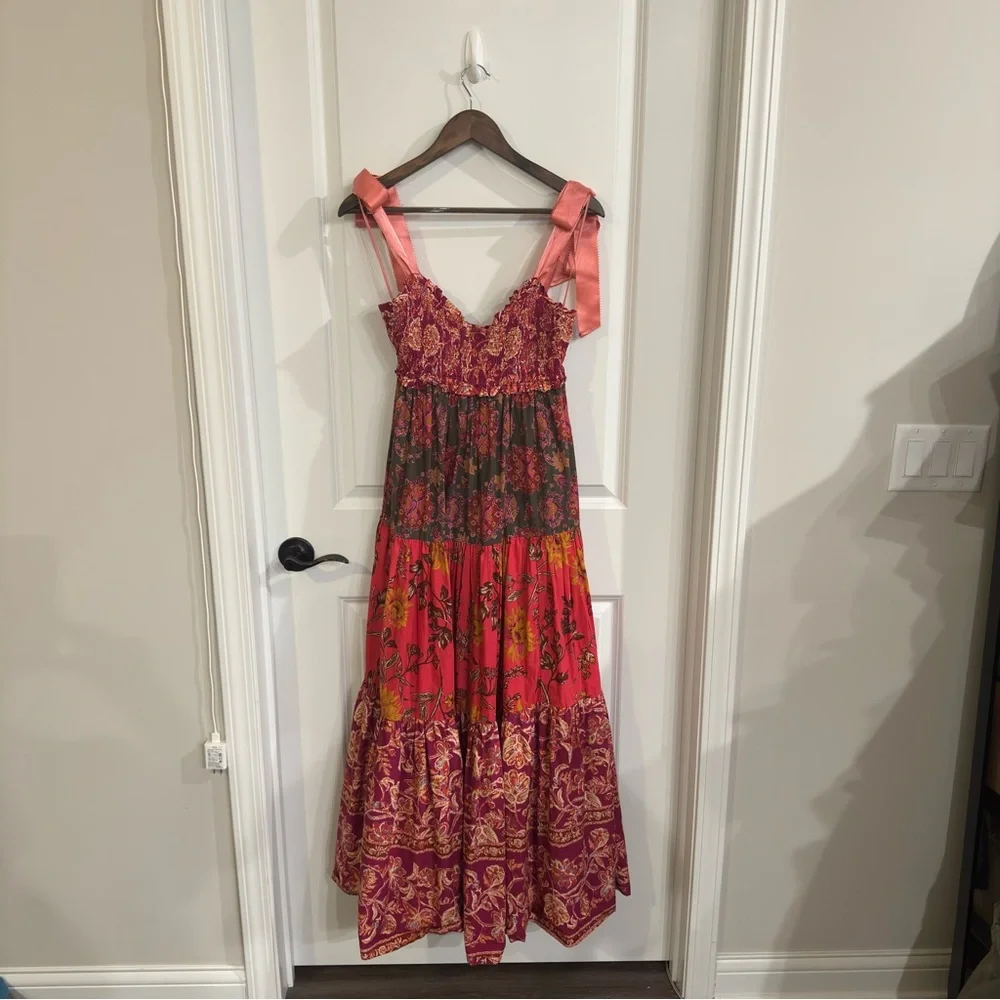 Free People Bluebell Tiered Maxi Dress in Pink Multi